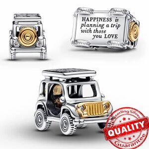 NWOT Two-tone Adventure Car Charm Sterling Silver 925 / 14K Gold-Plated
